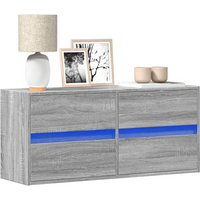 vidaXL TV Wall Cabinet with LED Lights Grey Sonoma 100x31x45 cm