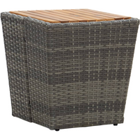 vidaXL Tea Table Grey 41.5x41.5x43cm Poly Rattan and Solid Acacia Wood