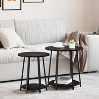 vidaXL Side Table Set with Shelf 2 pcs Black oak 50 x 50 x 51 cm