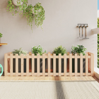 Garden Raised Bed with Fence Design 200x50x50 cm Solid Wood Pine