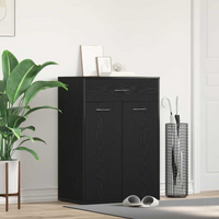 vidaXL Shoe Rack with Drawer Black Oak 60 x 35 x 84 cm Engineered Wood