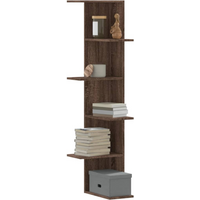 vidaXL Wall Corner Shelf Brown Oak 36.5x36.5x140 cm Engineered Wood