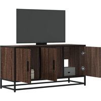 vidaXL TV Cabinet Brown Oak 100x35x50 cm Engineered Wood and Metal