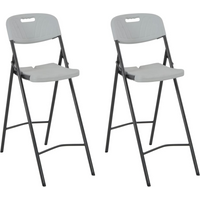vidaXL Folding Bar Chairs 2 pcs HDPE and Steel White