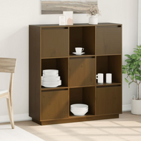 vidaXL Highboard Honey Brown 110.5x35x117 cm Solid Wood Pine