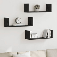 vidaXL Wall Shelves 3 pcs Black Oak 58x18x18 cm Engineered Wood