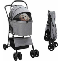 vidaXL Folding Pet Stroller Grey 81 x 47 x 99 cm 600D Oxford fabric