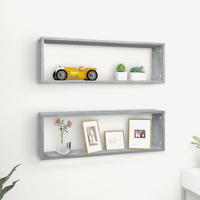 vidaXL Wall Cube Shelves 2 pcs Grey Sonoma 80x15x26.5 cm Engineered Wood