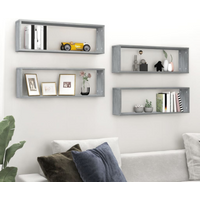 vidaXL Wall Cube Shelves 4 pcs Grey Sonoma 80x15x26.5 cm Engineered Wood