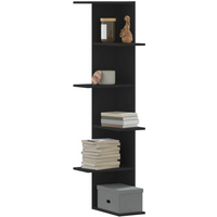 vidaXL Wall Corner Shelf Black 36.5x36.5x140 cm Engineered Wood