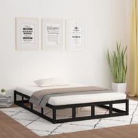 vidaXL Bed Frame without Mattress Black 200x200 cm Solid Wood