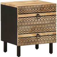 vidaXL Bed Cabinet Black 40x33.5x46 cm Solid Rough Wood Mango