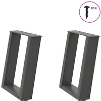 vidaXL Coffee Table Legs U-Shaped 2 pcs Anthracite 38x(42-43) cm Steel
