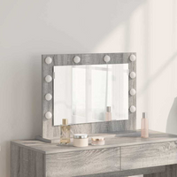 vidaXL Vanity Mirror with LED Strip Lights Grey Sonoma 60 x 45 x 18 cm