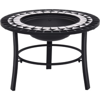 vidaXl Mosaic Fire Pit Black and White 68cm Ceramic