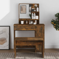 vidaXL Dressing Table with Mirror Smoked Oak 86.5x35x136 cm