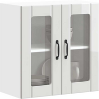 vidaXL Kitchen Wall Cabinet with Glass Door Lucca High Gloss White Engineered Wood