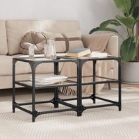 vidaXL Coffee Tables with Transparent Glass Top 2 pcs 40x40x45 cm Steel