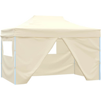 vidaXL Foldable Tent Pop-Up with 4 Side Walls 3x4.5 m Cream White