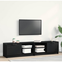 vidaXL TV Cabinet 2 pcs Black Oak 80 x 35 x 36.5 cm Engineered Wood