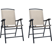 vidaXL Folding Garden Chairs 2 pcs Texilene Cream