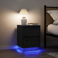 vidaXL Bedside Cabinets with LED Lights 2 pcs Black 38x34x50 cm