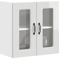 vidaXL Kitchen Wall Cabinet with Glass Door Kalmar High Gloss White Engineered Wood