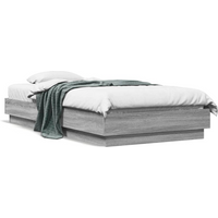 vidaXL Bed Frame without Mattress with LED Lights Grey Sonoma 75x190 cm Small Single