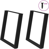 vidaXL Dining Table Legs U-Shaped 2 pcs Black 70x(72-73) cm Steel