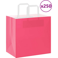 vidaXL Paper Bags 250 pcs with Handles Pink 26x17x25 cm
