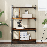 vidaXL Bookcase 4-Tier Smoked Oak 76x32x123 cm Engineered Wood