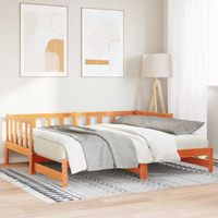vidaXL Day bed with Trundle Wax Brown 203.5 x 184 x 66 cm