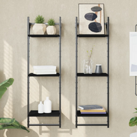 vidaXL 3-Tier Wall Shelves with Bars 2 pcs Black 30x25x100 cm