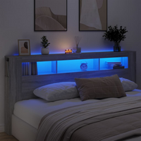 vidaXL LED Headboard Grey Sonoma 220x18.5x103.5 cm Engineered Wood