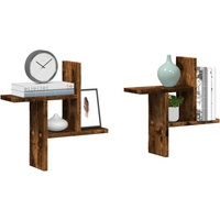 vidaXL Wall Shelves 2 pcs Smoked Oak 38x12x38 cm Engineered Wood