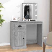 vidaXL Dressing Table with LED Grey Sonona 90x50x132.5 cm Engineered Wood