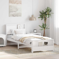 vidaXL Bed Frame with Headboard White 75 x 190 cm Engineered Wood
