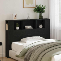 vidaXL Headboard Cabinet Black Oak 140 x 19 x 104.5 cm Engineered Wood