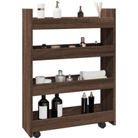 vidaXL Narrow Storage Trolley 4 Tier Brown Oak Engineered Wood