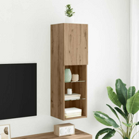 vidaXL TV Cabinet with LED Lights Artisian Oak 30.5x30x102 cm