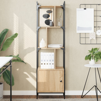 vidaXL Bookcase with Door Sonoma Oak 44.5x30x154.5 cm Engineered Wood