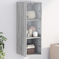 vidaXL Wall Cabinet with Glass Doors Grey Sonoma 35x37x100 cm