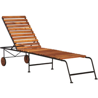 vidaXL Sun Lounger with Steel Legs Solid Acacia Wood