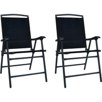vidaXL Folding Garden Chairs 2 pcs Texilene Black