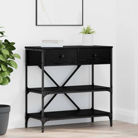 vidaXL Console Table with Drawer with Shelf Other Black Wood