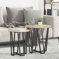 vidaXL Side Table Set 2 pcs Sonoma oak and Black 50 x 50 x 50.5 cm