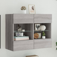 vidaXL TV Wall Cabinet with LED Lights Grey Sonoma 78.5x30x60.5 cm