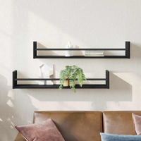 vidaXL Wall Shelf 2 pcs Black oak 80 x 16 x 14 cm Engineered Wood