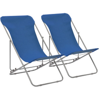 vidaXL Folding Beach Chairs 2 pcs Steel and Oxford Fabric Blue