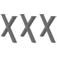 vidaXL Dining Table Legs X-Shaped 3 pcs Black 90x(72-73) cm Steel